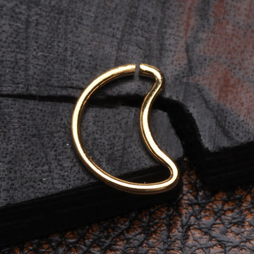 Detail View 1 of Golden Crescent Moon Bendable Twist Hoop Ring-Gold